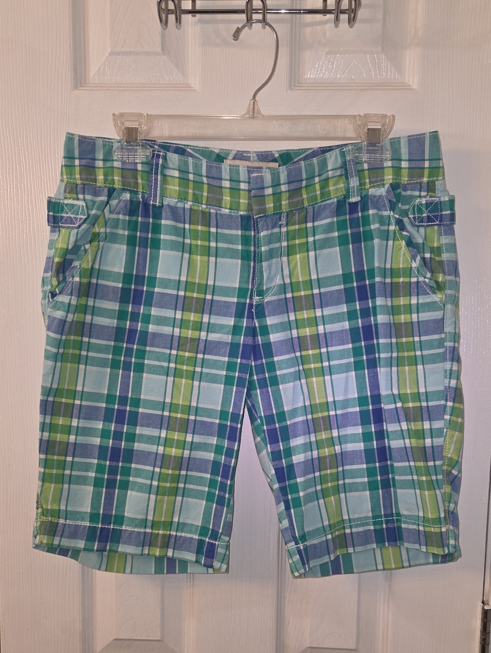 Old Navy Multicolor Plaid Shorts in Blue, Teal & Lime Green